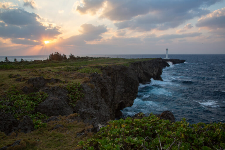 The famous view of the Cape Zanpa lighthouse